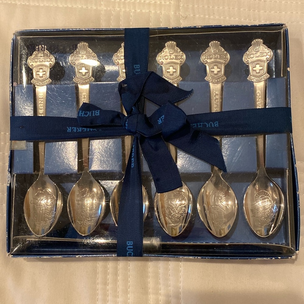 - Rolex spoons - set of six. From Switzerland. (OL)
